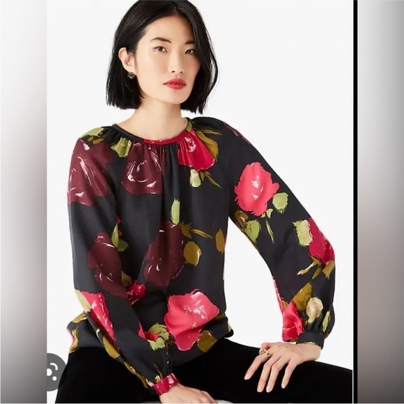 Kate‎ Spade Just Rosy Keyhole Top Silk Size XXS - Picture 1 of 10